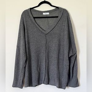 talulah | Women’s Grey Flowy Long Sleeve Waffle Knit Tunic Size XL